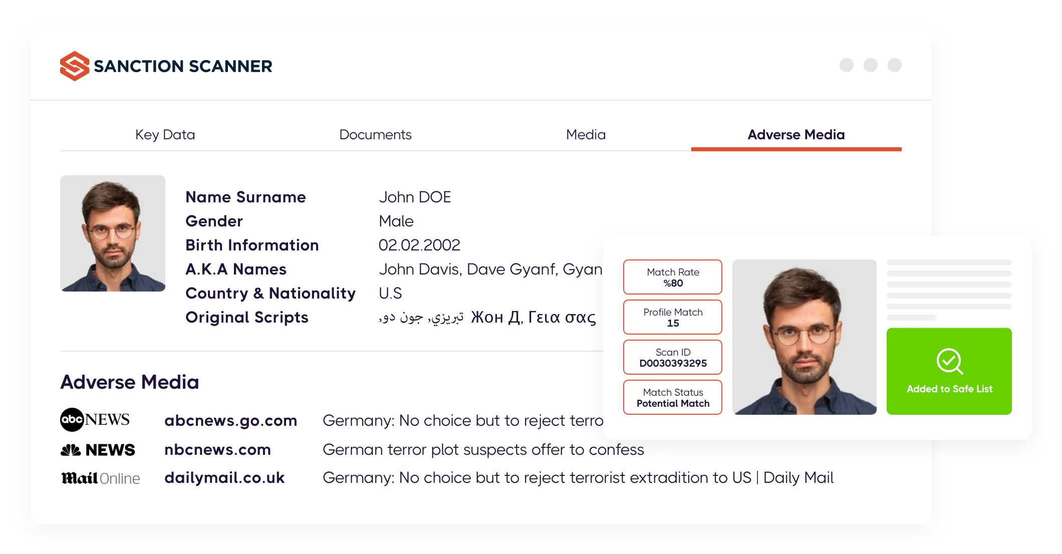 screenshot of Sanction Scanner